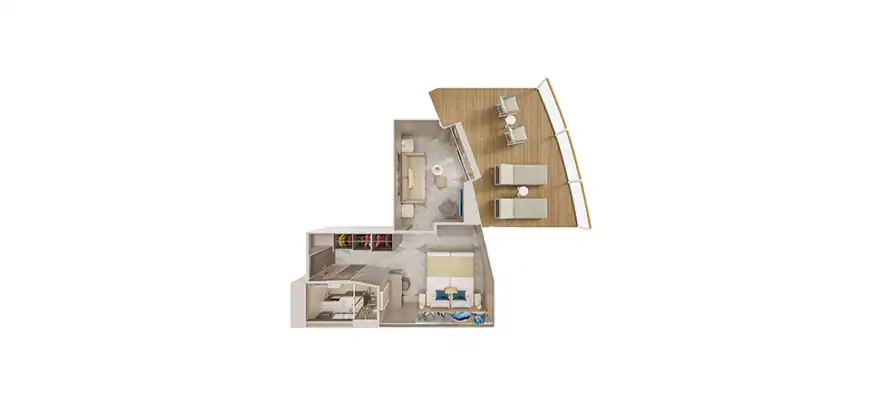 Forward-Facing Suite with Master Bedroom & Large Balcony